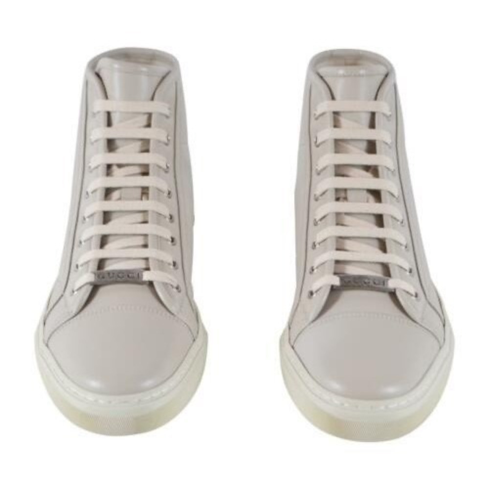 Gucci Men's High-Top Sneakers Light Gray Leather‎ Gucci Logo US 5.5